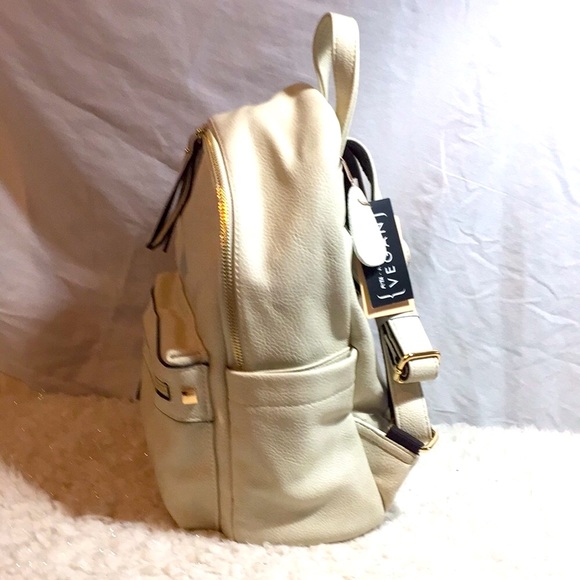 MELLOW WORLD VEGAN LEATHER LACEY BEIGE BACKPACK PURSE🎒 - Picture 4 of 13